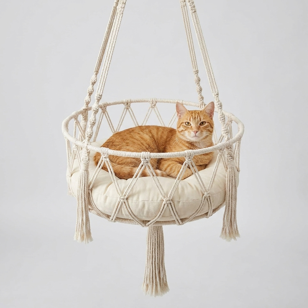 Snugosa hanging cat hammock with a cat sitting inside
