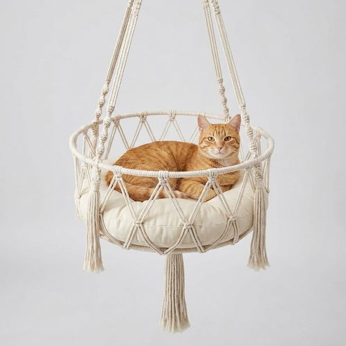 Snugosa hanging cat hammock with a cat sitting inside
